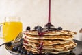 Homemade blueberry pancakes,flapjacks